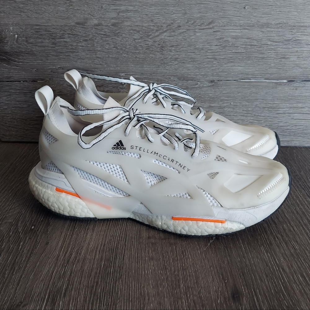 adidas by Stella McCartney Solarglide Running Shoes - White/Signal Orange - 9.5